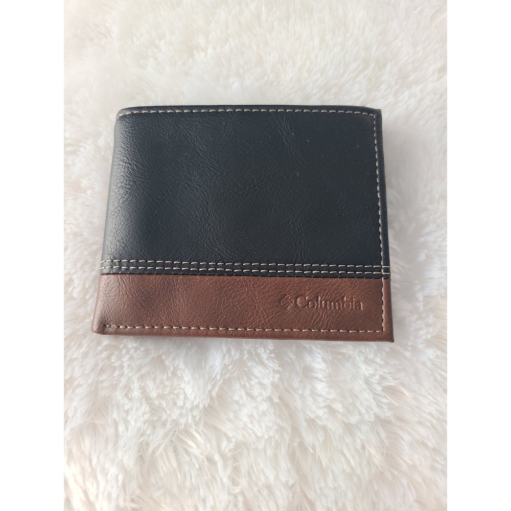 Columbia Mens Bifold Wallet Black Brown Two Tone ID Window 31CP220050
